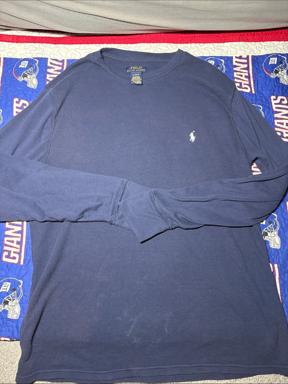 Polo by Ralph Lauren Navy Long-Sleeve Crewneck with White Pony Logo